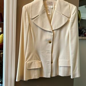 Elegant Women's Cream Blazer with Gold Accents